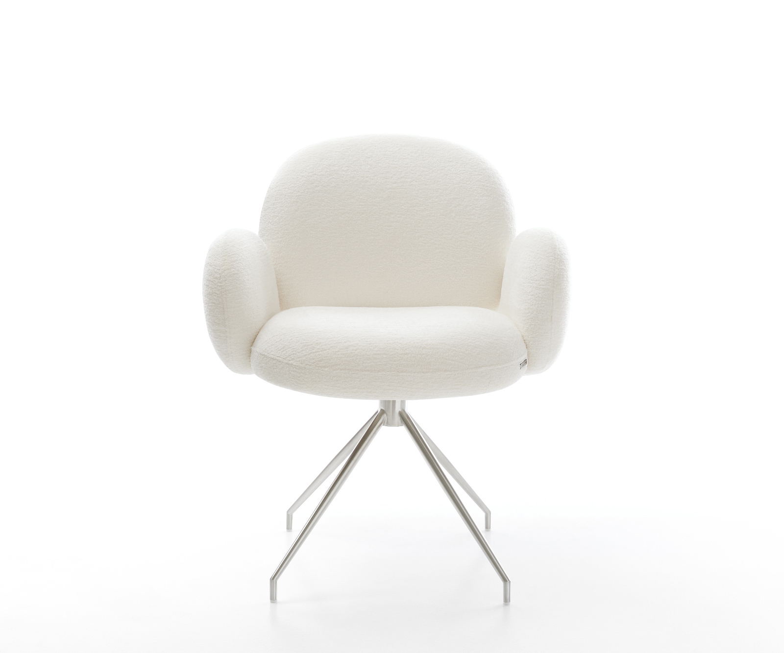 Étkezőszék Nube-Flex karfás bouclé puha bézs kúpos rozsdamentes acél kereszt láb zsákrugós matraccal - Image 2