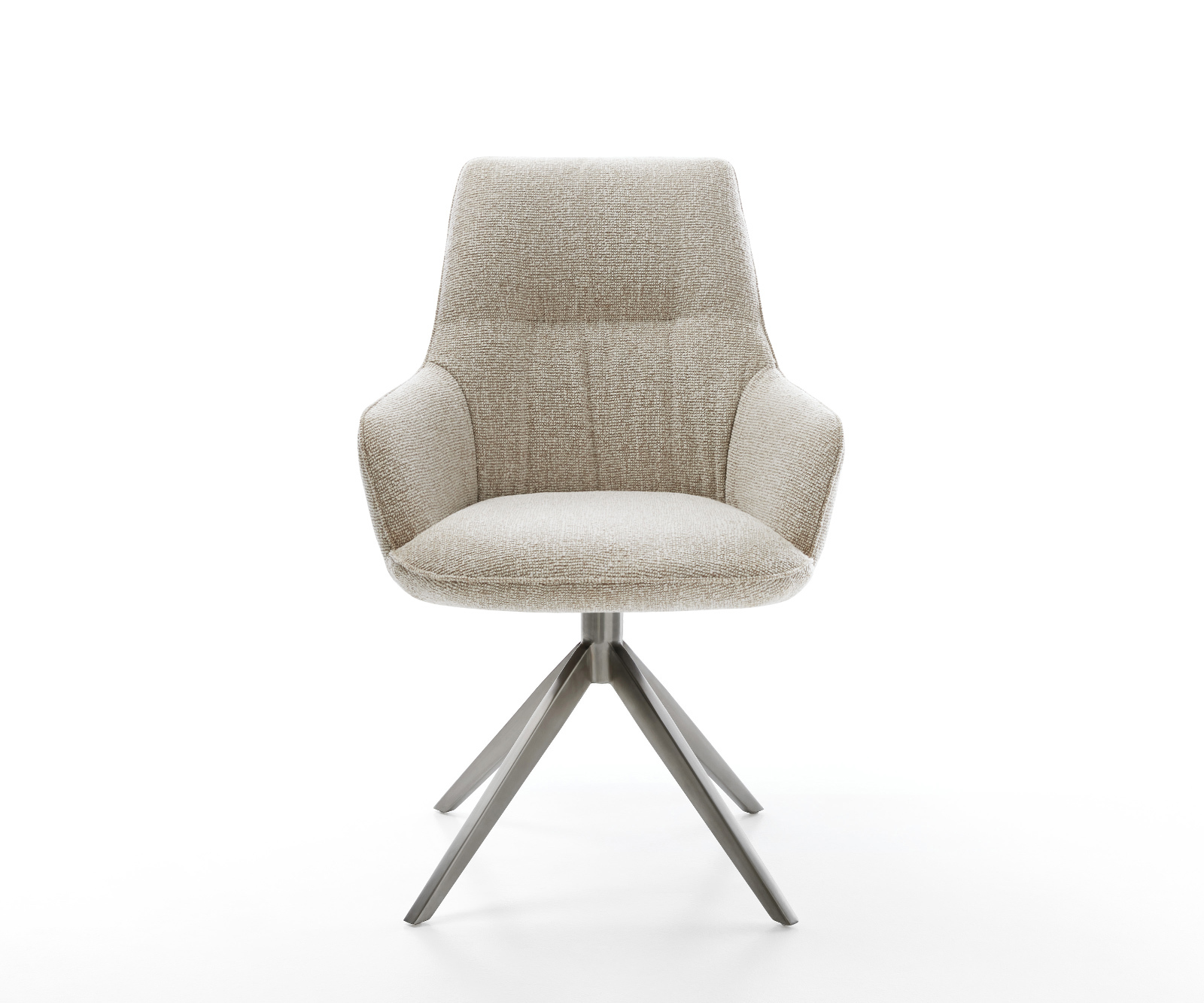 Étkezőszék Zelia-Flex kényelmes karfás szövettel puha bézs széles kereszt lábbal grafit 360° forgatható hintamechanizmus zsákrugós - Image 2