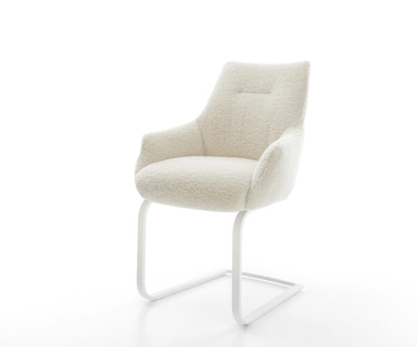 Étkezőszék Alja-Flex karfás mikroszálas bézs étkezőszék lapos fehér zsákrugós