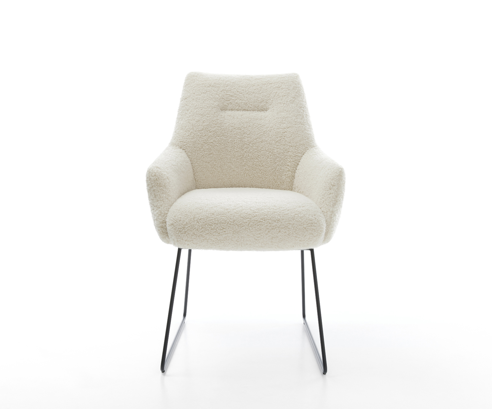 Étkezőszék Alja-Flex karfás teddy szövet bézs vékony láb fekete zsákrugós - Image 2