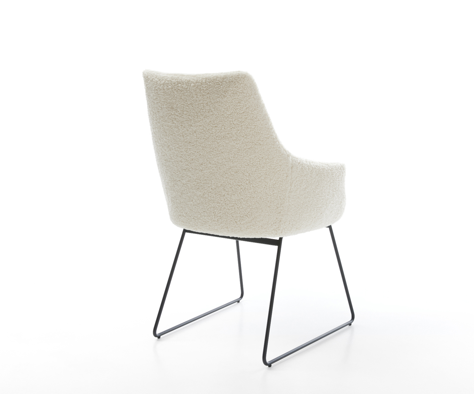 Étkezőszék Alja-Flex karfás teddy szövet bézs vékony láb fekete zsákrugós - Image 5