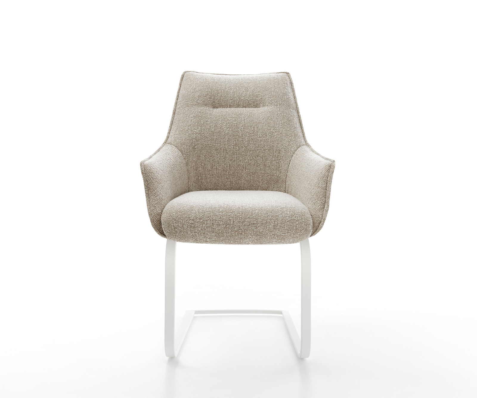 Étkezőszék Alja-Flex kárpitozott karfás szövött szövet puha bézs étkezőszék lapos fehér zsákrugós - Image 2