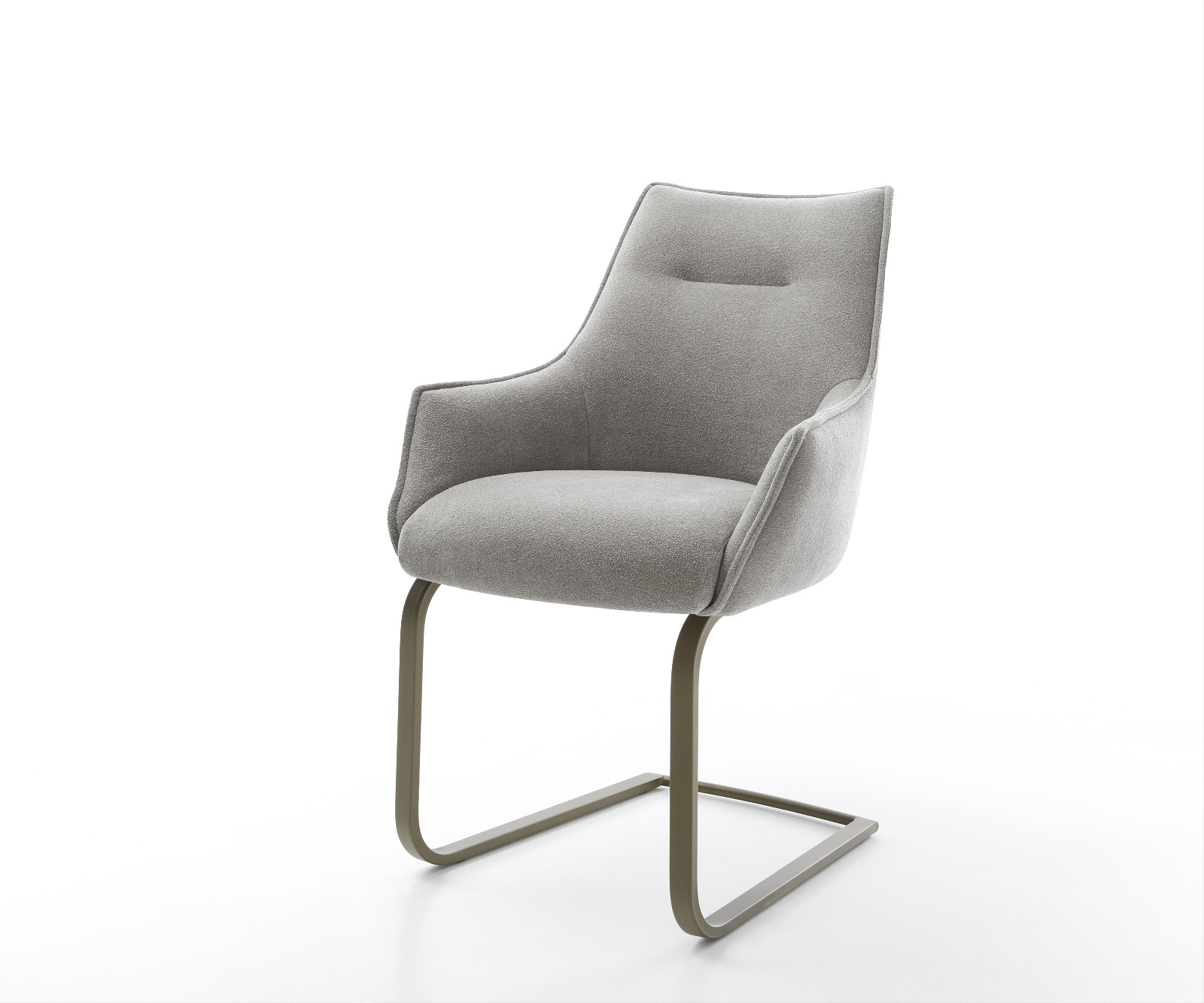 Étkezőszék Alja-Flex kárpitozott karfás strukturált szövet puha szürke konzolos lapos titánszínű hatású zsákrugós