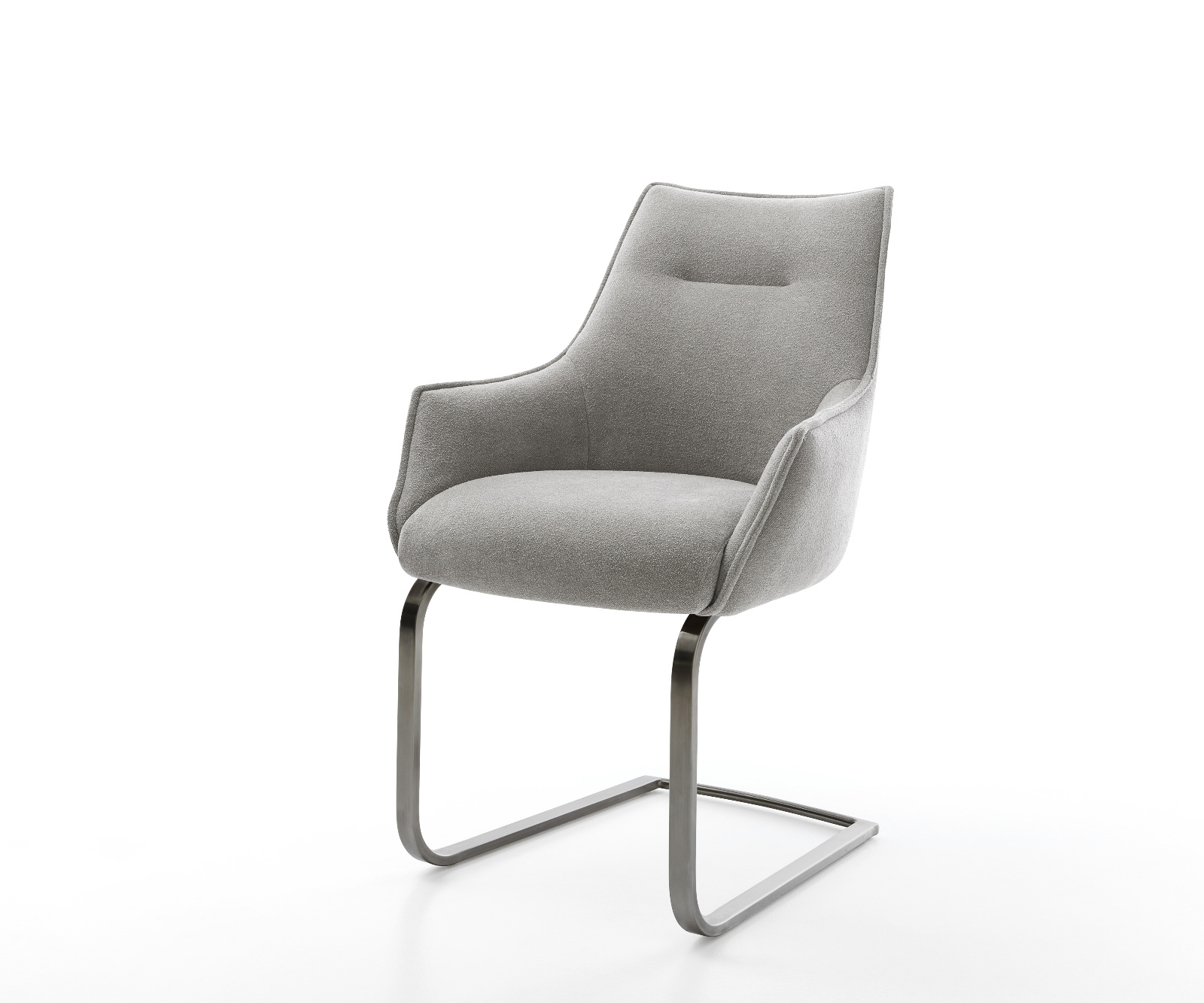 Étkezőszék Alja-Flex kárpitozott karfás strukturált szövet puha szürke konzolos lapos antracit zsákrugós