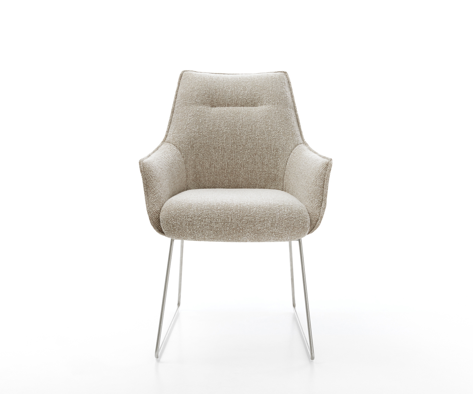 Étkezőszék Alja-Flex karfás szövettel puha bézs vékony láb rozsdamentes acél zsákrugós - Image 2