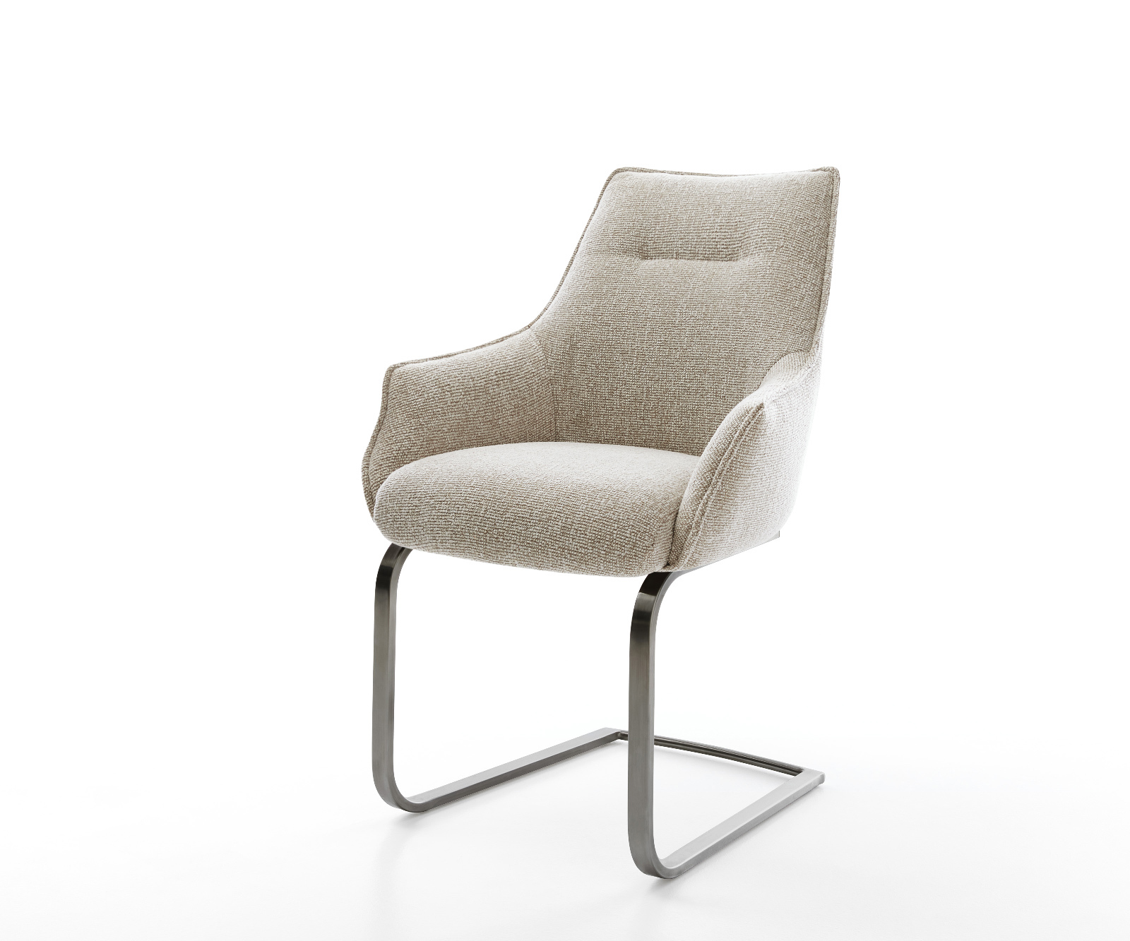 Étkezőszék Alja-Flex kárpitozott karfás szövetszövet puha bézs étkezőszék lapos antracit zsákrugós