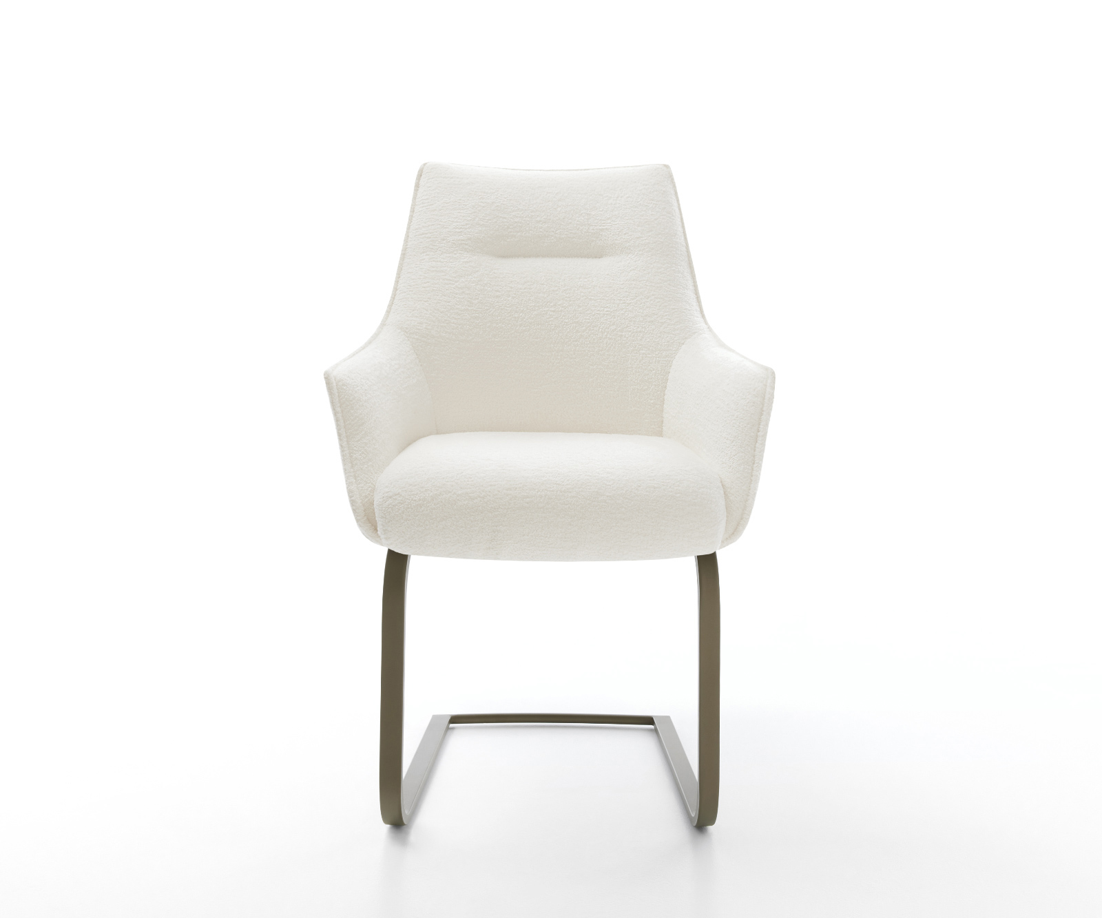 Étkezőszék Alja-Flex karfás bouclé puha bézs konzolos lapos titánszínű zsákrugós ülőfelület - Image 2