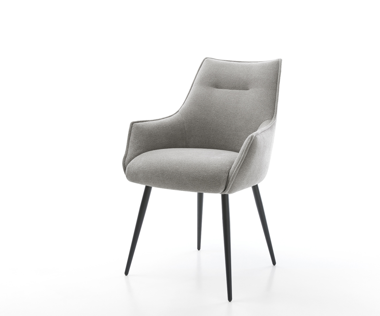 Étkezőszék Alja-Flex karfás strukturált szövet puha szürke 4 lábas kúpos fekete zsákrugós