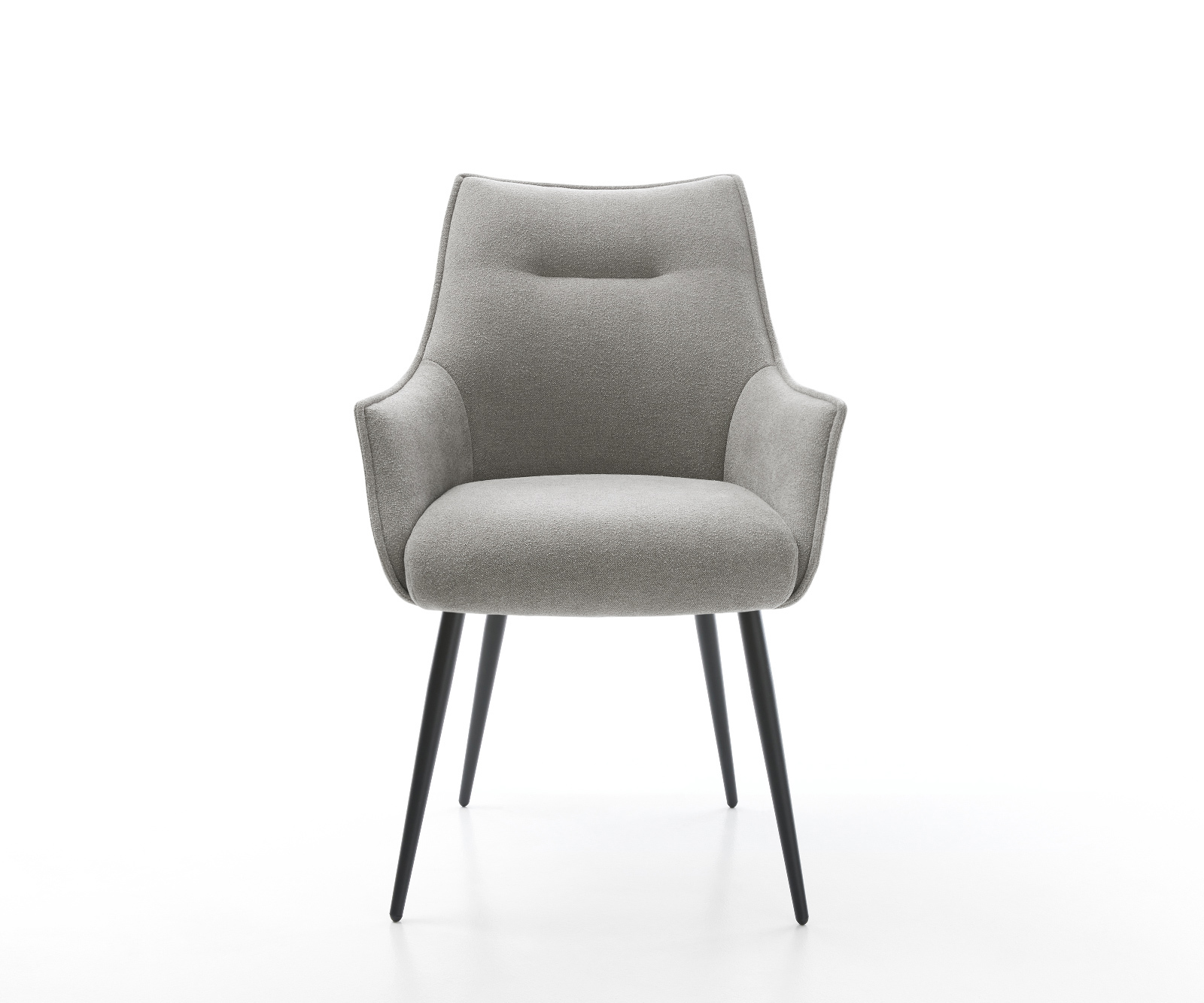 Étkezőszék Alja-Flex karfás strukturált szövet puha szürke 4 lábas kúpos fekete zsákrugós - Image 2