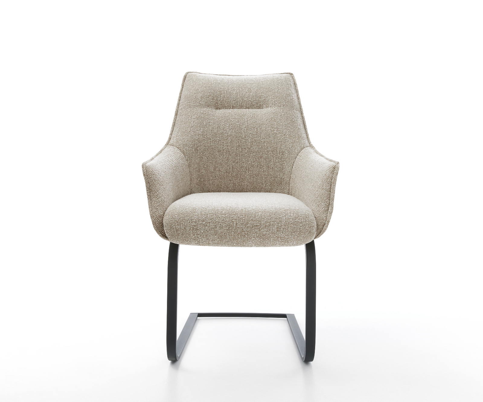 Étkezőszék Alja-Flex kárpitozott karfás szövetszövet puha bézs konzolos lapos fekete zsákrugós - Image 2