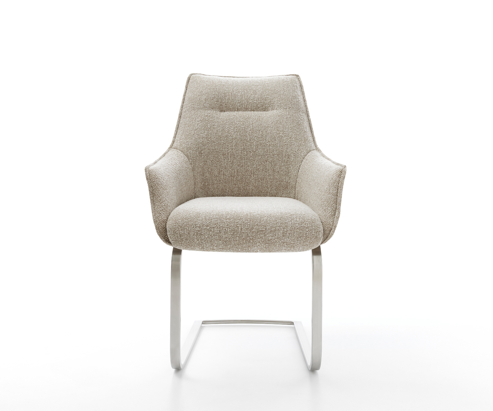 Étkezőszék Alja-Flex kárpitozott karfás szövetszövet puha bézs konzolos lapos rozsdamentes acél zsákrugós - Image 2