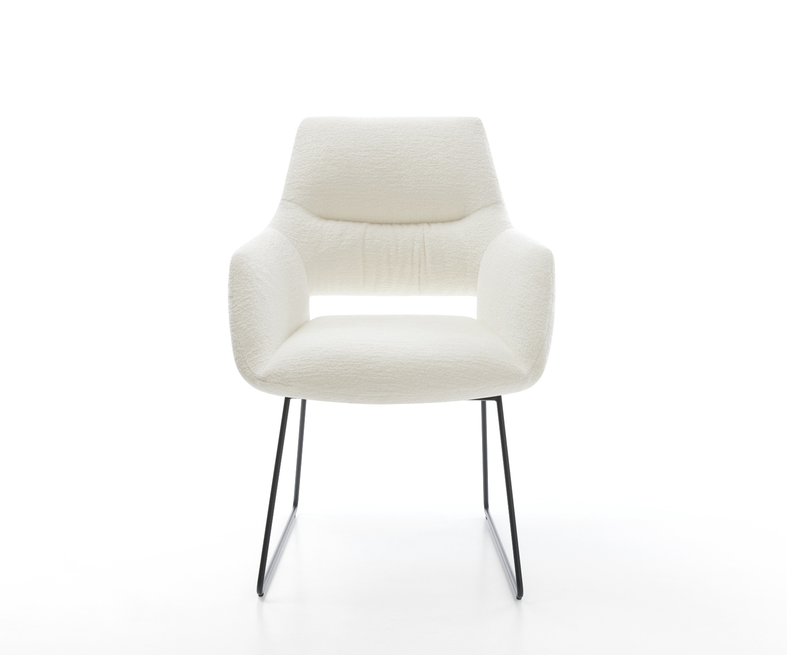 Étkezőszék Yago-Flex karfás bouclé puha bézs fekete vékony láb zsákrugós - Image 2