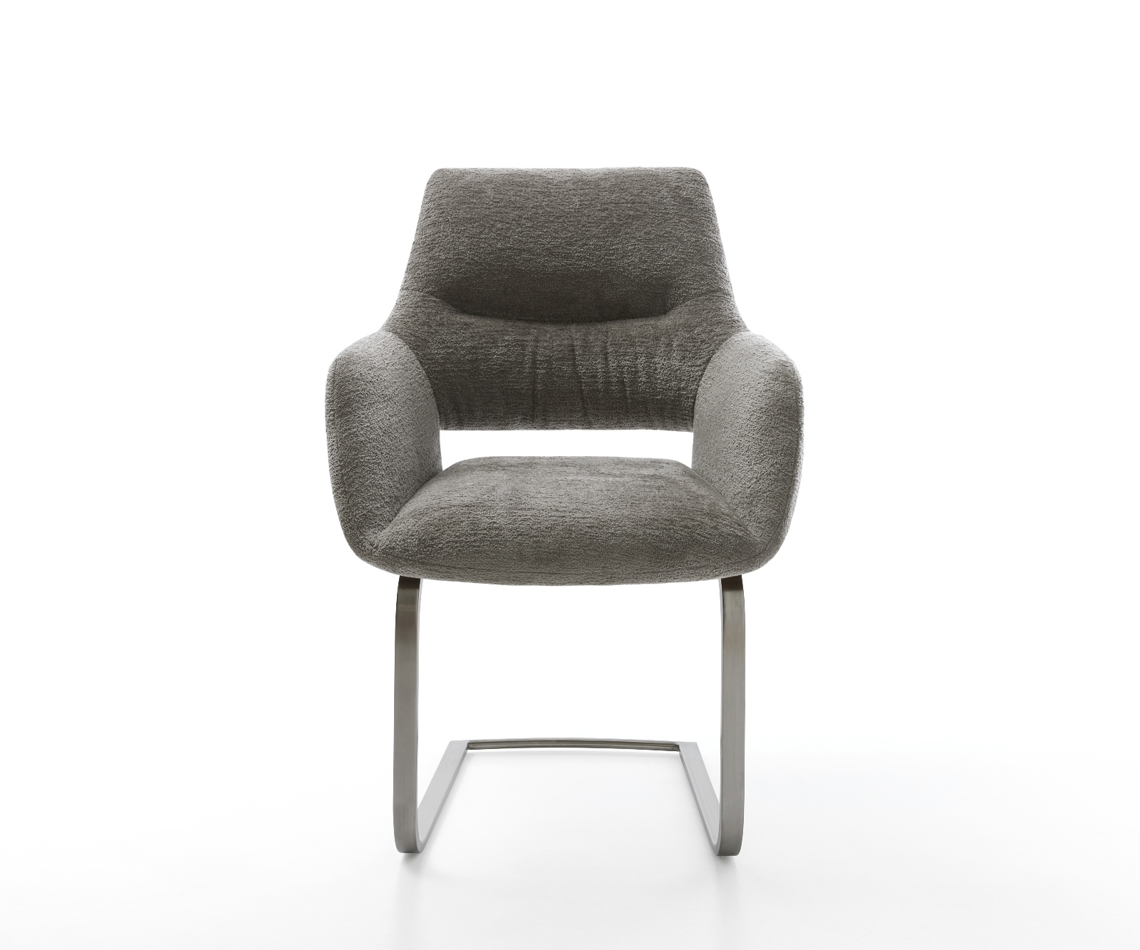 Étkezőszék Yago-Flex karfás bouclé puha sötét bézs konzolos lapos antracit zsákrugós - Image 2