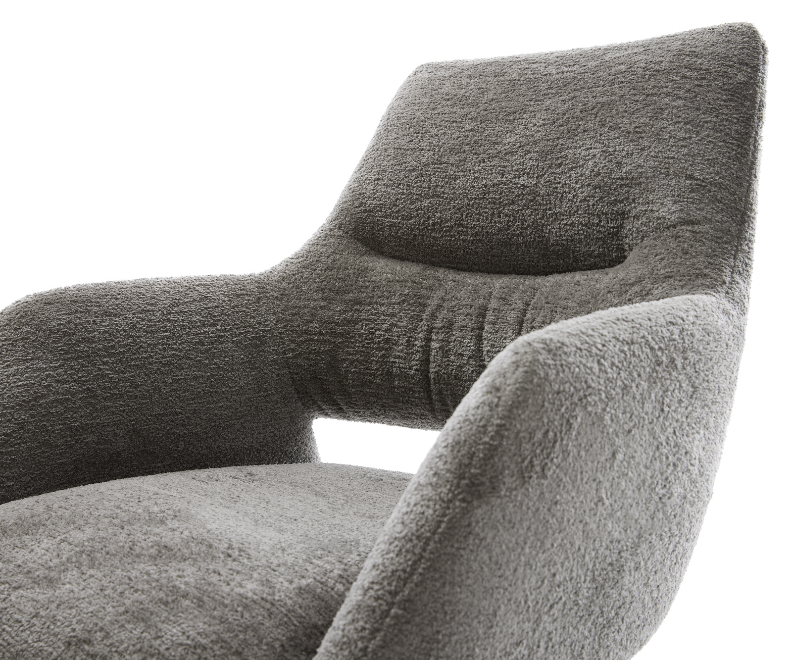 Étkezőszék Yago-Flex karfás bouclé puha sötét bézs konzolos lapos antracit zsákrugós - Image 4