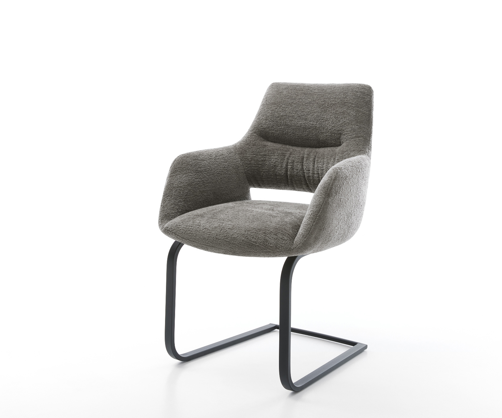 Étkezőszék Yago-Flex karfás bouclé puha sötét bézs étkezőszék lapos fekete zsákrugós