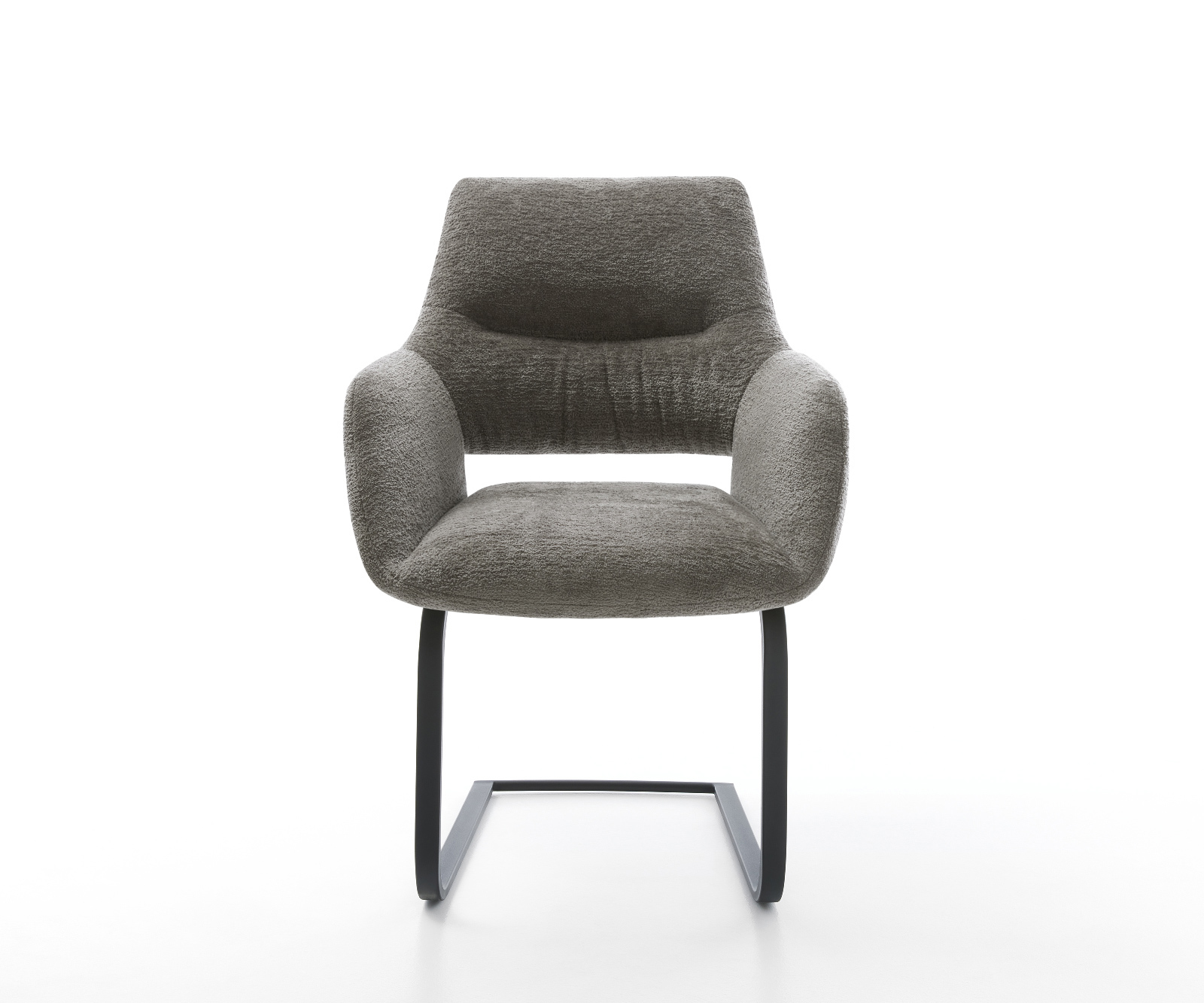 Étkezőszék Yago-Flex karfás bouclé puha sötét bézs étkezőszék lapos fekete zsákrugós - Image 2