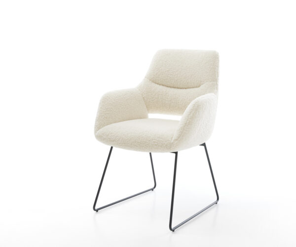 Étkezőszék Yago-Flex karfás teddy szövet bézs vékony láb fekete zsákrugós