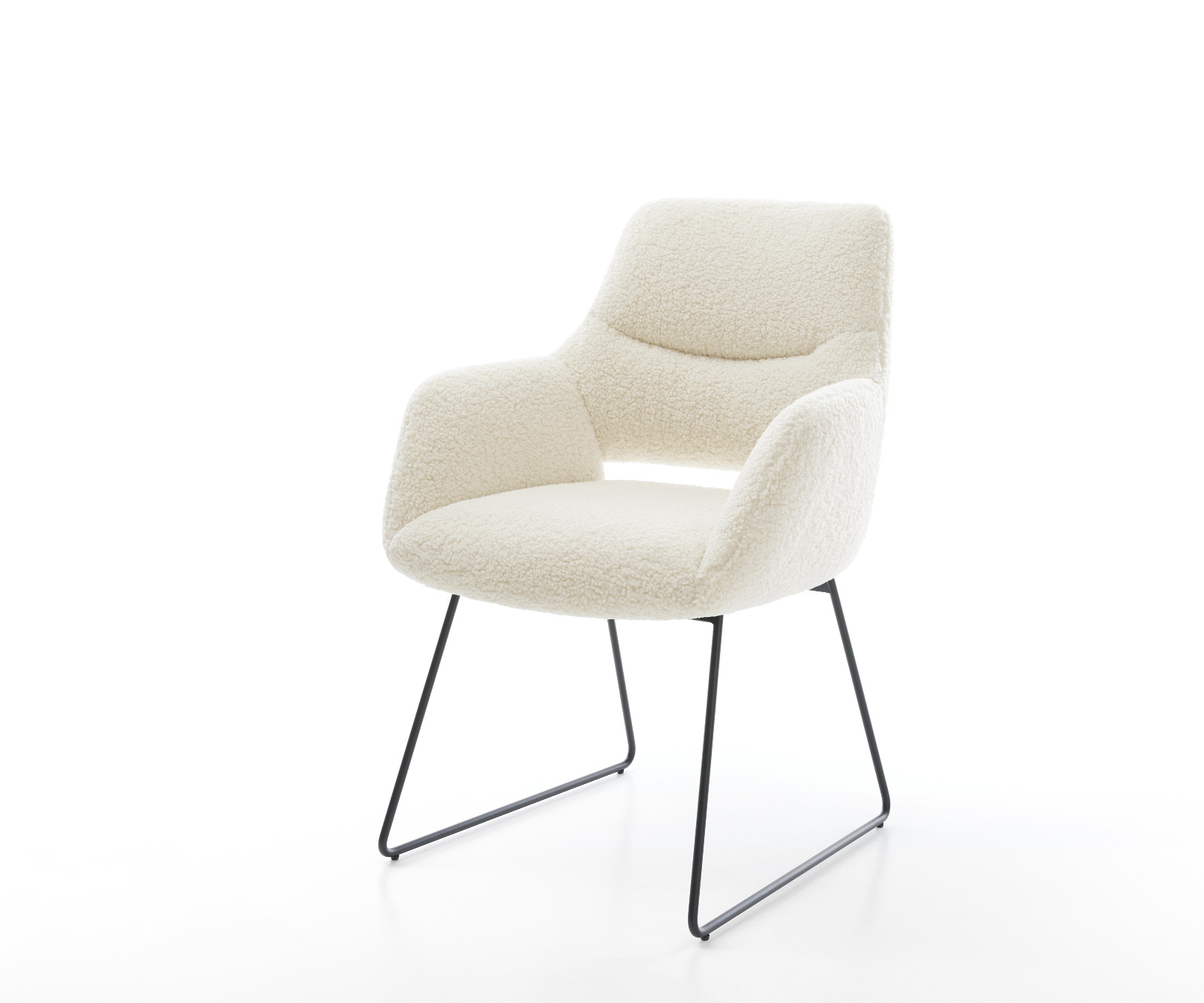 Étkezőszék Yago-Flex karfás teddy szövet bézs vékony láb fekete zsákrugós