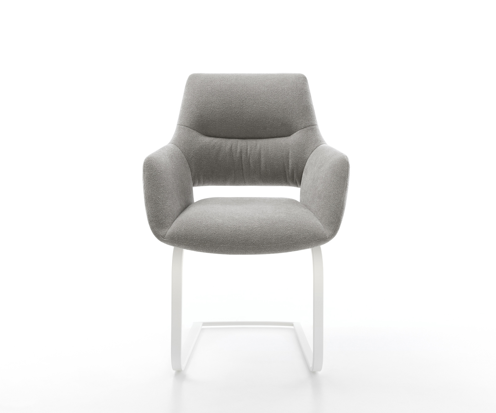 Étkezőszék Yago-Flex kárpitozott karfás strukturált szövet puha szürke étkezőszék lapos fehér zsákrugós - Image 2