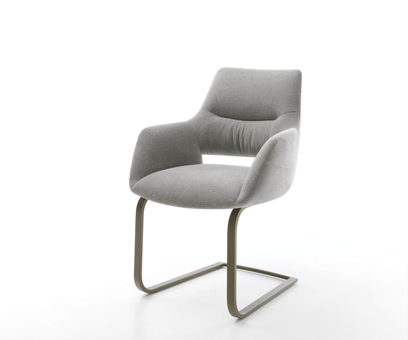 Étkezőszék Yago-Flex kárpitozott karfás strukturált szövet puha szürke konzolos lapos láb titán színű hatású zsákrugós matrac