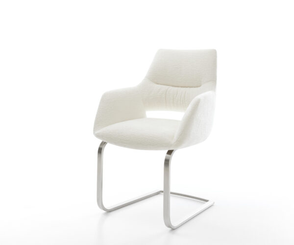 Étkezőszék Yago-Flex karfás bouclé puha bézs étkezőszék lapos rozsdamentes acél zsákrugós