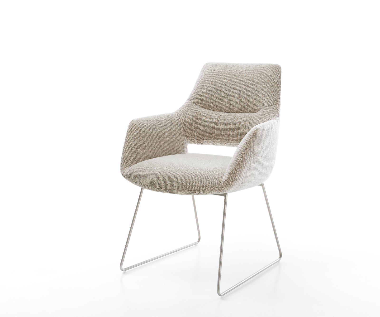 Étkezőszék Yago-Flex karfás mikroszálas puha bézs vékony láb rozsdamentes acél zsákrugós