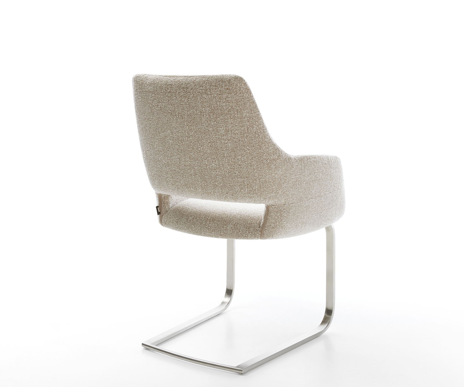 Étkezőszék Yago-Flex kárpitozott karfás szövettel puha bézs konzolos lábú rozsdamentes acél zsákrugós - Image 5