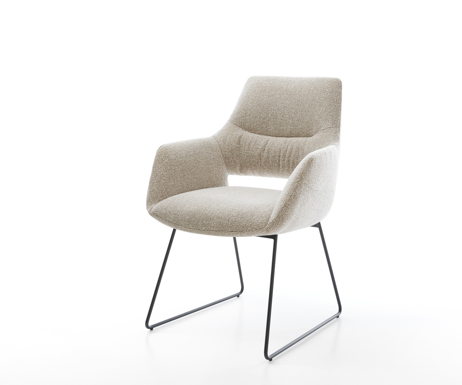 Étkezőszék Yago-Flex karfás mikroszálas puha bézs vékony láb fekete zsákrugós