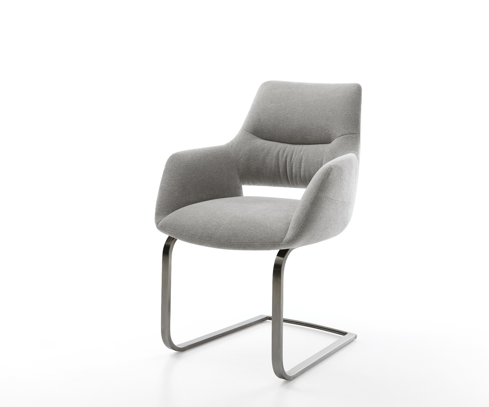 Étkezőszék Yago-Flex kárpitozott karfás strukturált szövet puha szürke konzolos lapos antracit zsákrugós