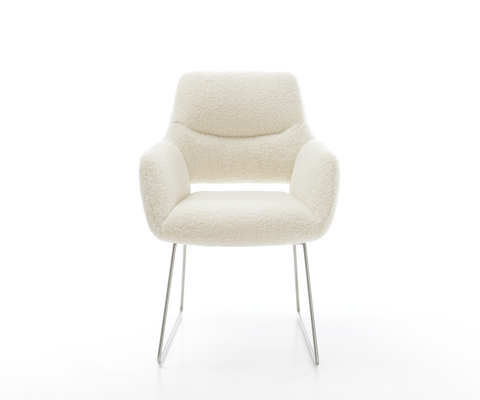 Étkezőszék Yago-Flex karfás teddy szövet bézs vékony láb rozsdamentes acél zsákrugós - Image 2