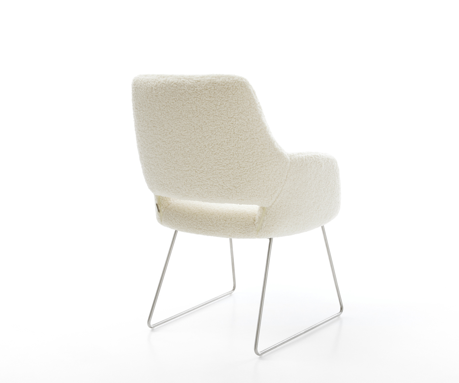 Étkezőszék Yago-Flex karfás teddy szövet bézs vékony láb rozsdamentes acél zsákrugós - Image 5