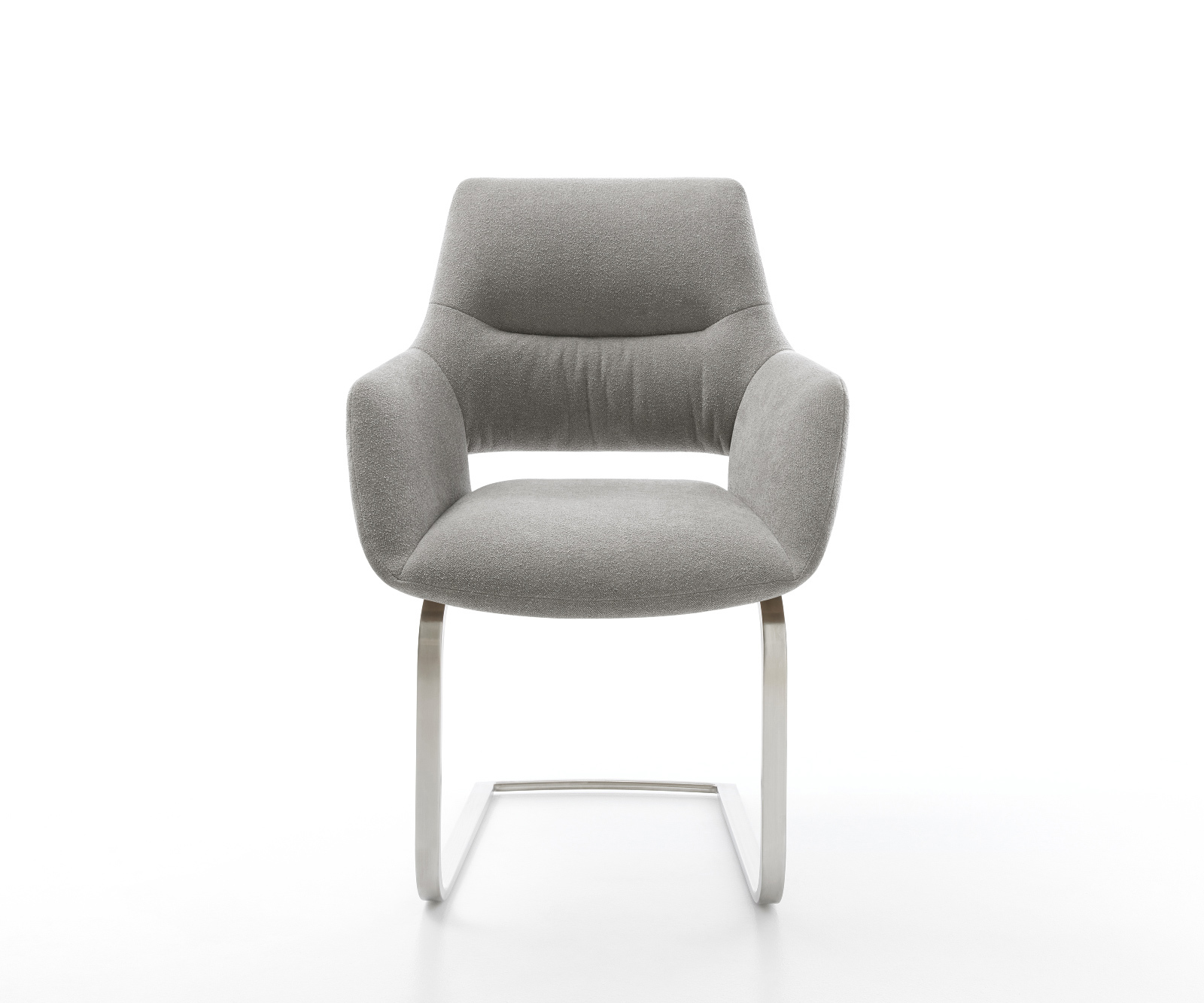 Étkezőszék Yago-Flex kárpitozott karfás szövött puha szürke konzolos lapos rozsdamentes acél zsákrugós ülőfelület - Image 2