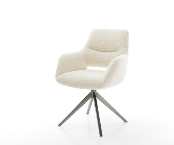 Étkezőszék Yago-Flex karfás teddy szövet bézs kereszt láb széles grafit 360° forgatható billenő zsákrugós matrac