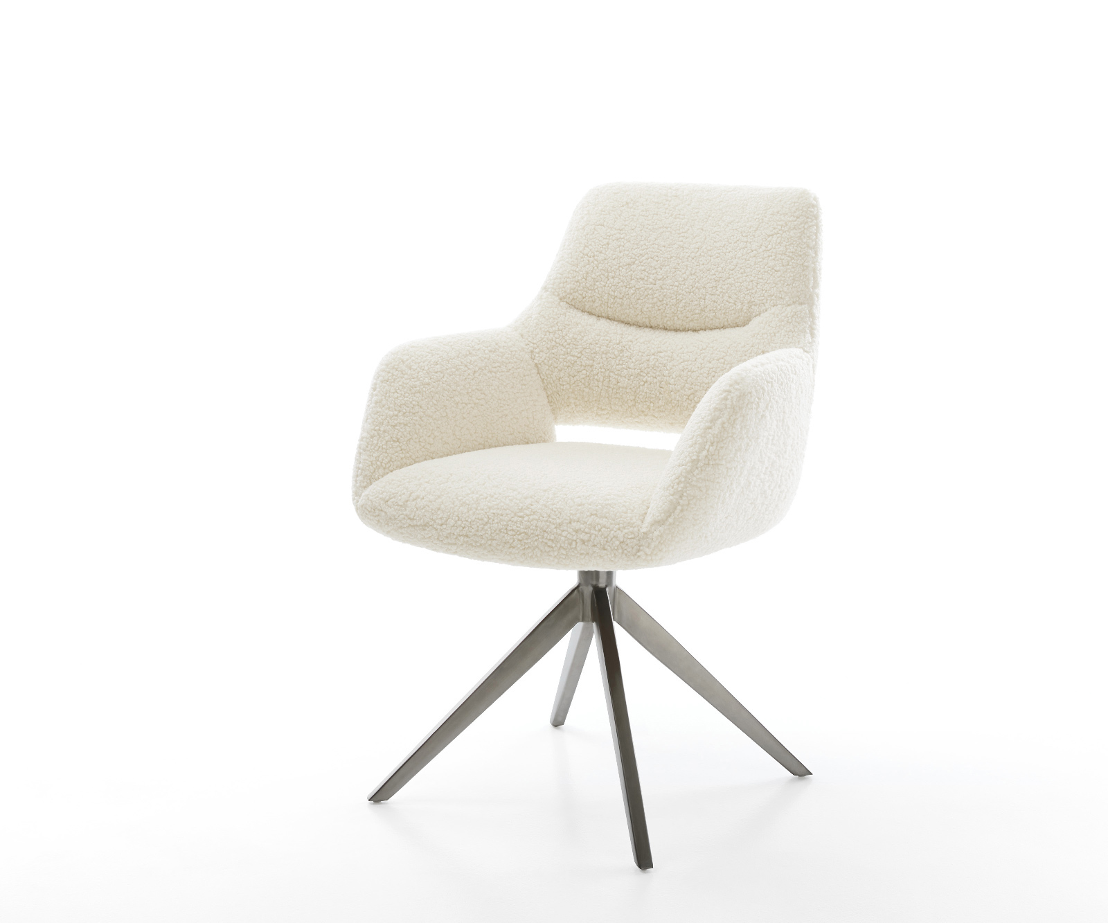 Étkezőszék Yago-Flex karfás teddy szövet bézs kereszt láb széles grafit 360° forgatható billenő zsákrugós matrac