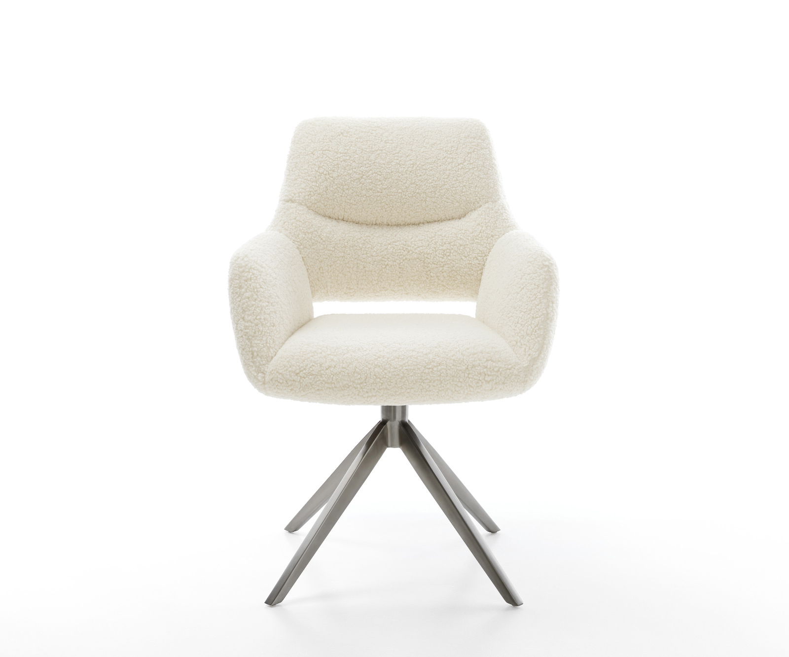 Étkezőszék Yago-Flex karfás teddy szövet bézs kereszt láb széles grafit 360° forgatható billenő zsákrugós matrac - Image 2