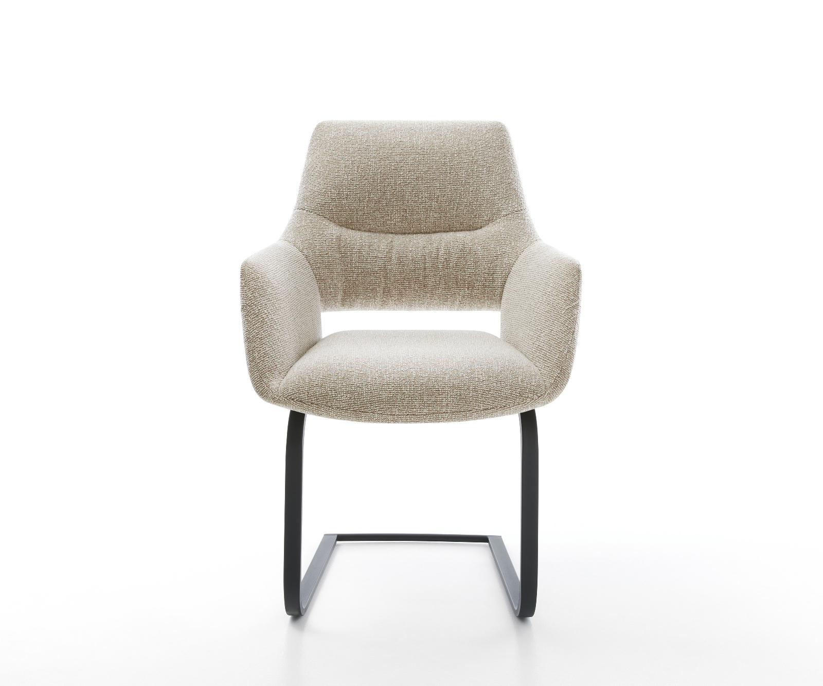 Étkezőszék Yago-Flex kárpitozott karfás szövettel puha bézs konzolos lapos fekete zsákrugós - Image 2