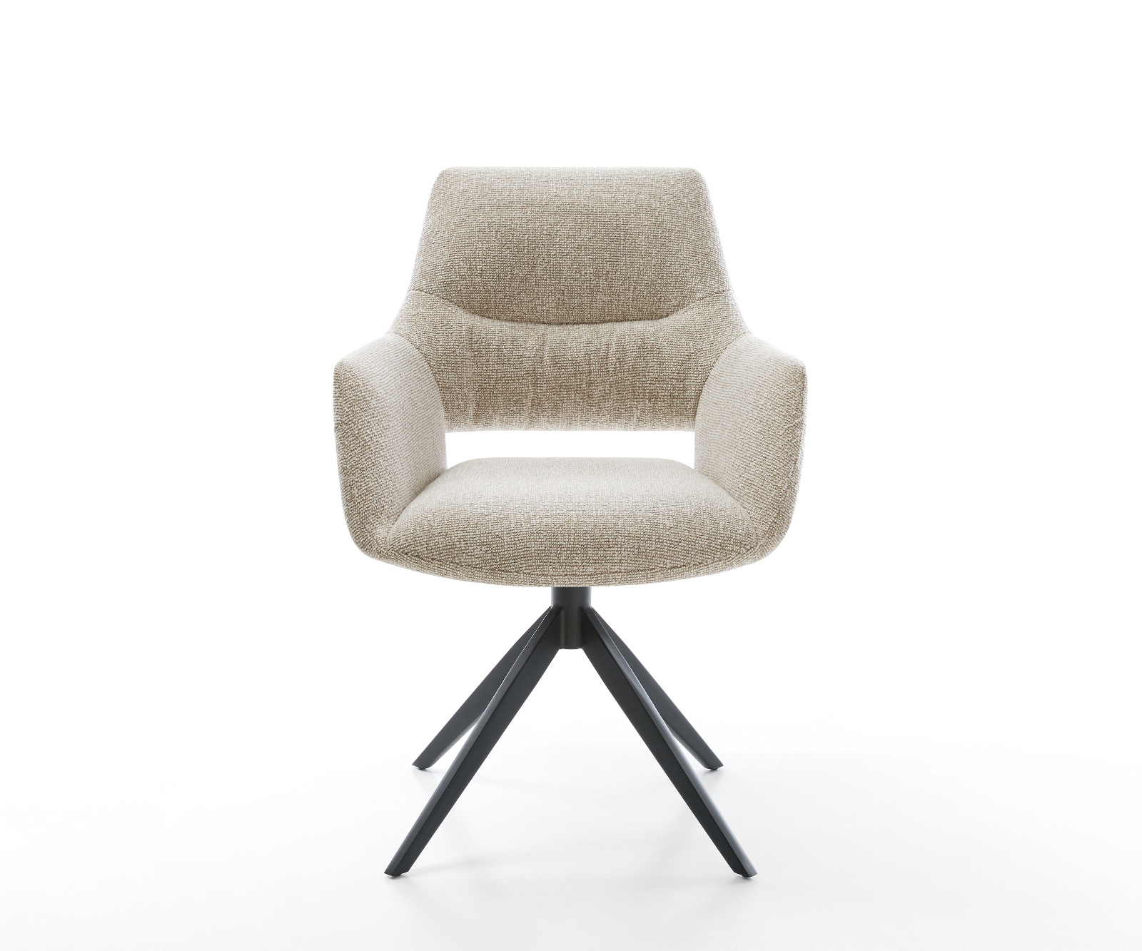 Étkezőszék Yago-Flex karfás szövettel puha bézs széles kereszt láb fekete 360° forgatható billenő funkció zsákrugós - Image 2