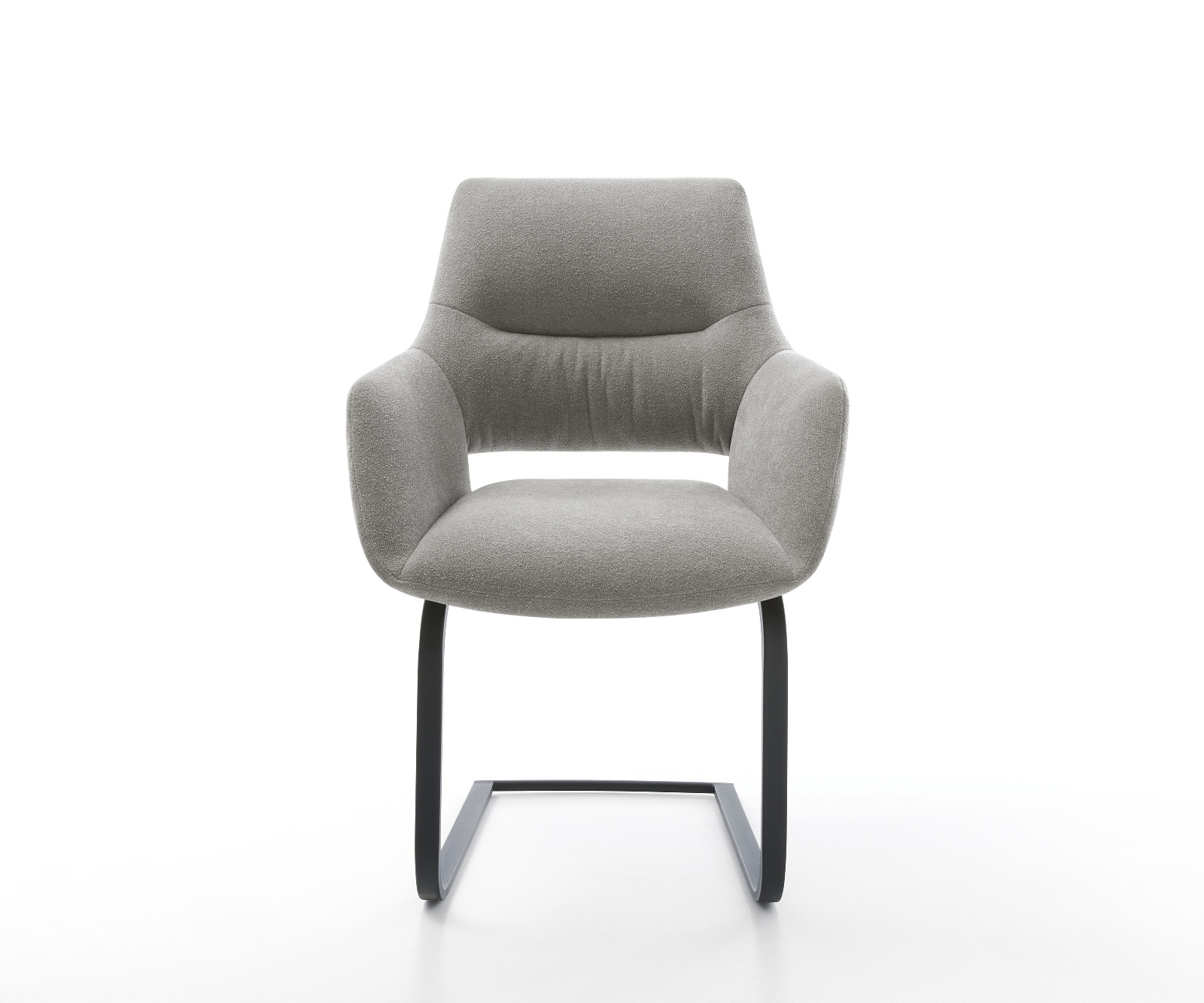 Étkezőszék Yago-Flex kárpitozott karfás strukturált szövet puha szürke konzolos lapos fekete zsákrugós - Image 2