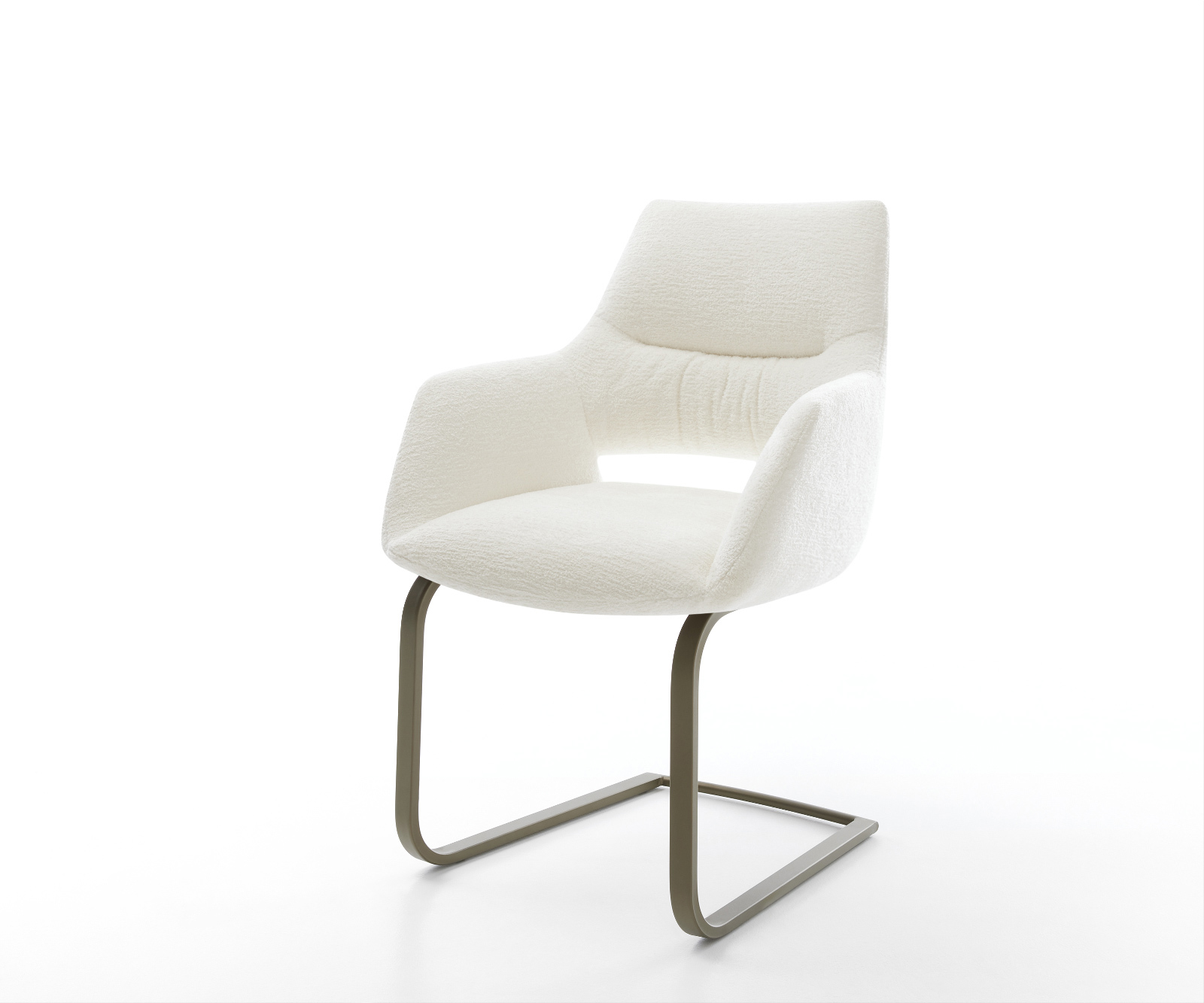 Étkezőszék Yago-Flex karfás bouclé puha bézs étkezőszék lapos titán színű hatású zsákrugós