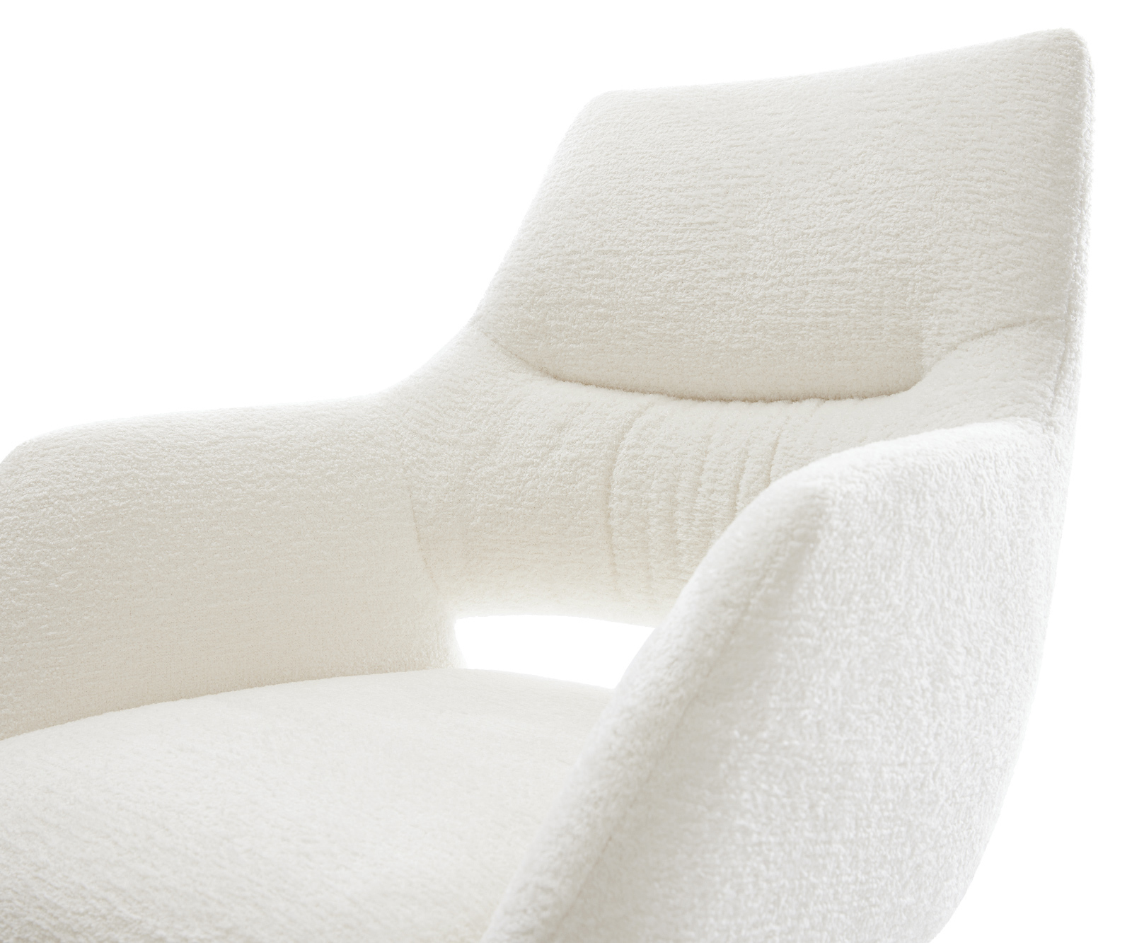 Étkezőszék Yago-Flex karfás bouclé puha bézs étkezőszék lapos titán színű hatású zsákrugós - Image 4