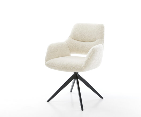 Étkezőszék Yago-Flex karfás teddy szövet bézs kereszt láb széles fekete 360° forgatható billenő zsákrugós matrac