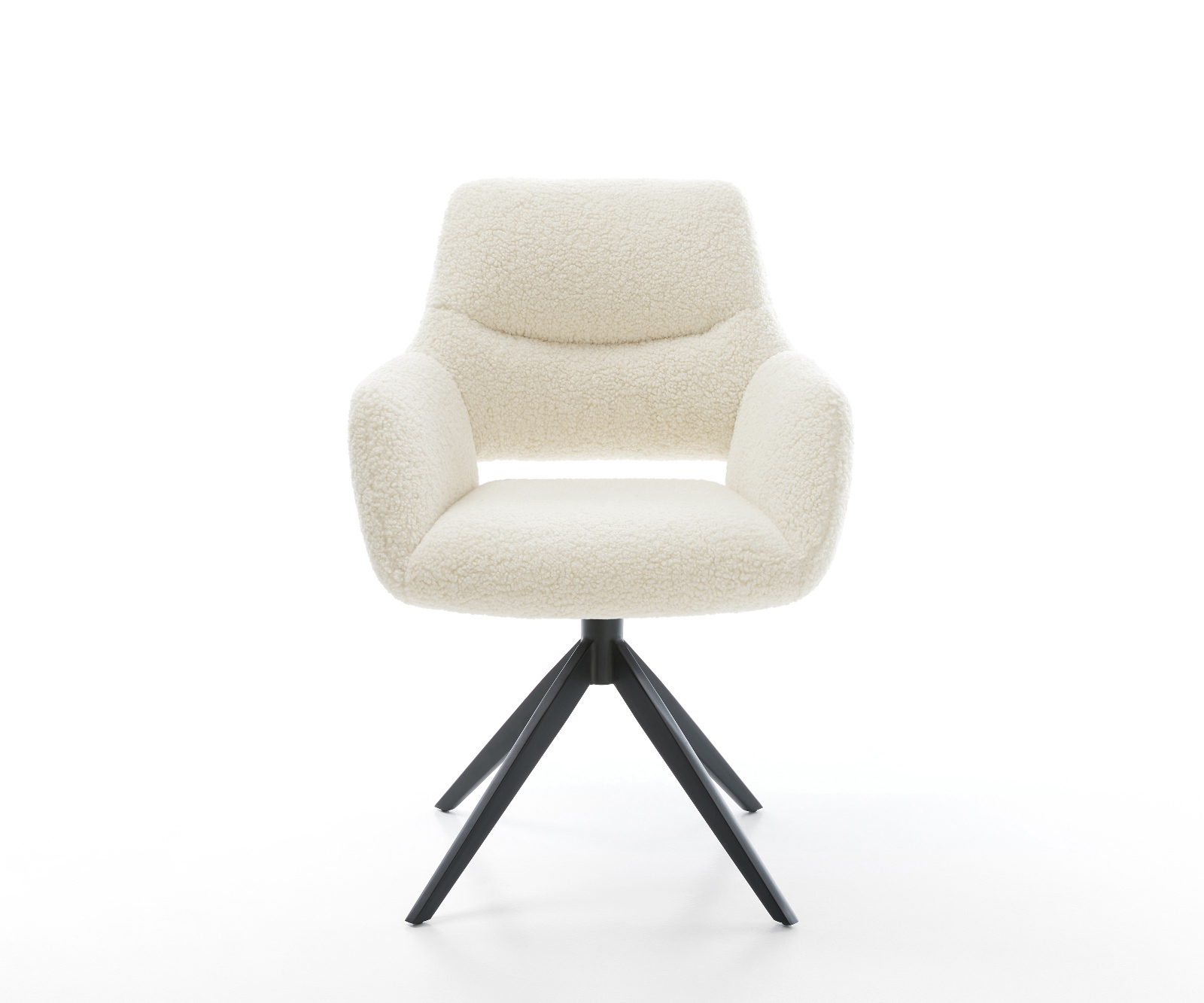 Étkezőszék Yago-Flex karfás teddy szövet bézs kereszt láb széles fekete 360° forgatható billenő zsákrugós matrac - Image 2