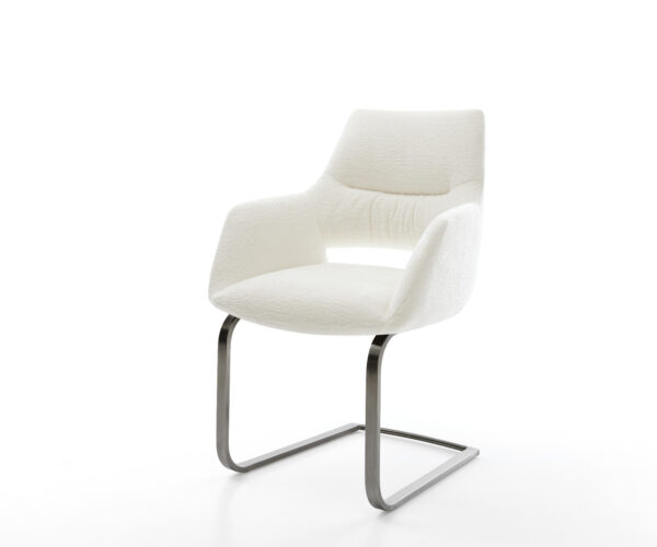 Étkezőszék Yago-Flex karfás bouclé puha bézs lapos konzolos antracit zsákrugós