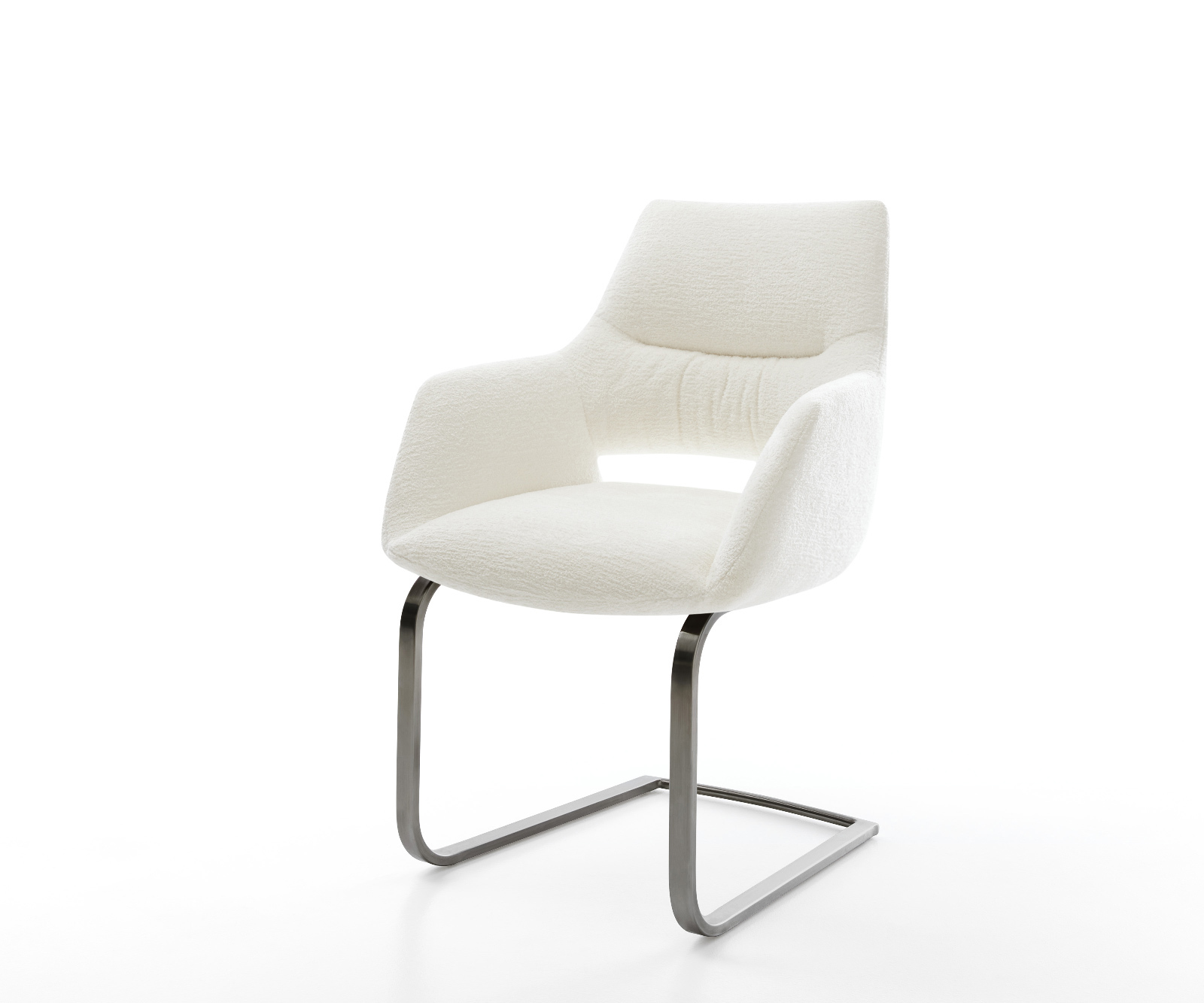 Étkezőszék Yago-Flex karfás bouclé puha bézs lapos konzolos antracit zsákrugós