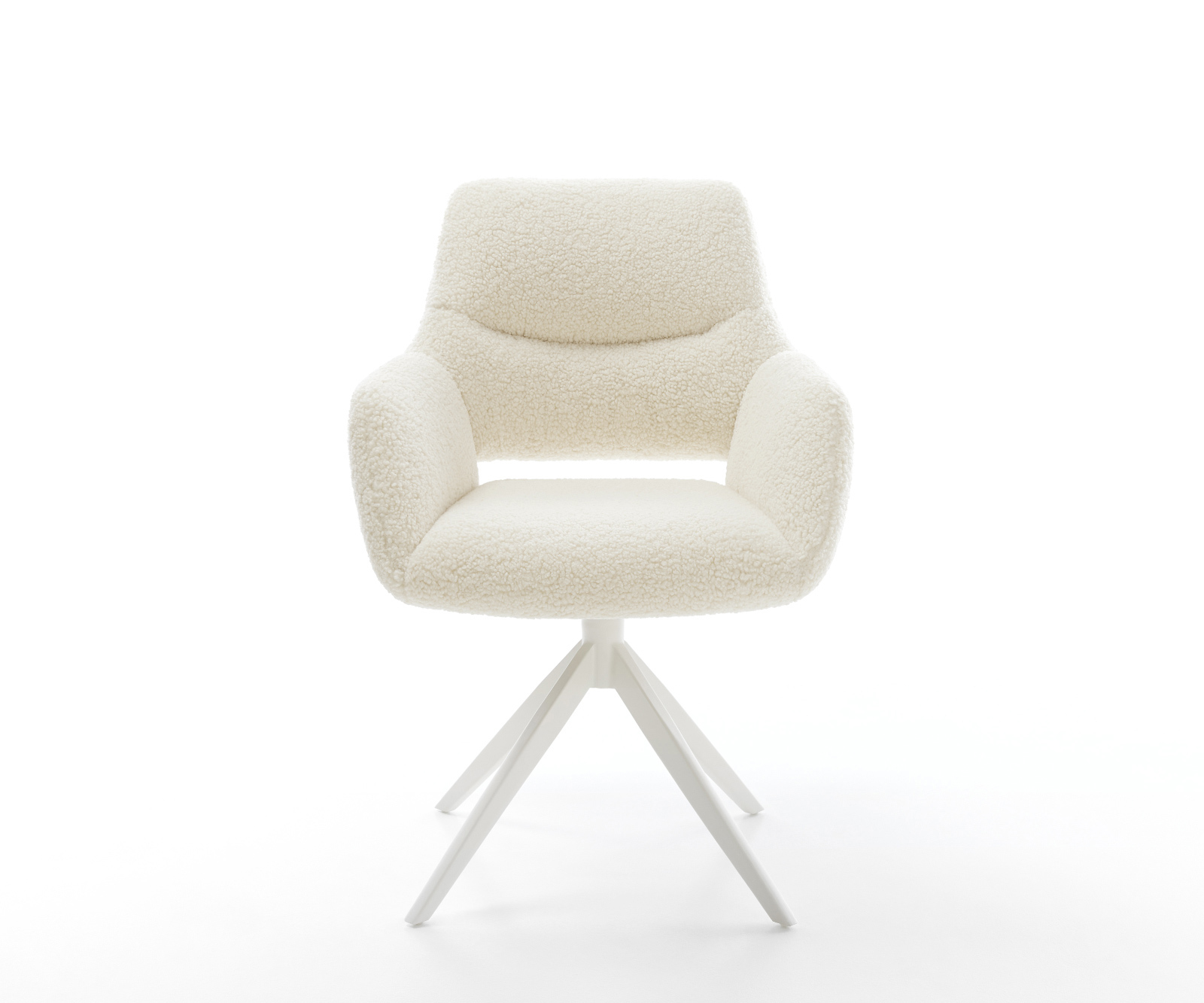 Étkezőszék Yago-Flex karfás teddy szövet bézs kereszt láb széles fehér 360°-ban forgatható billenő funkció zsákrugós matrac - Image 2