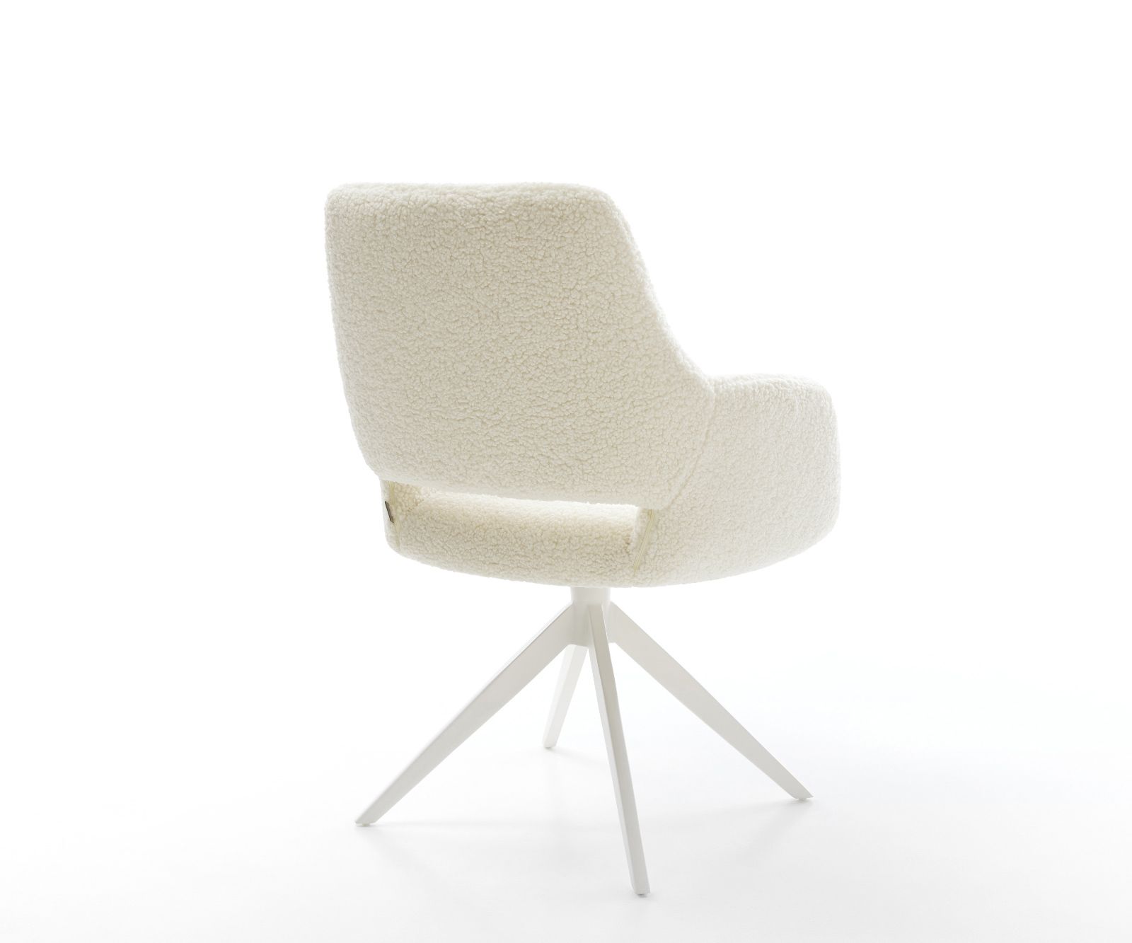 Étkezőszék Yago-Flex karfás teddy szövet bézs kereszt láb széles fehér 360°-ban forgatható billenő funkció zsákrugós matrac - Image 5