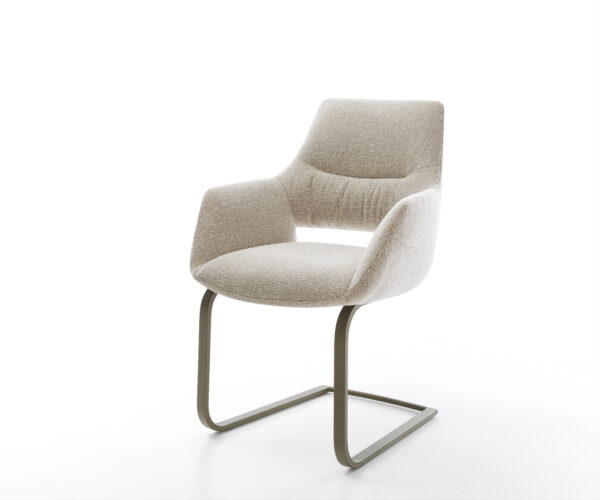 Étkezőszék Yago-Flex karfás szövettel puha bézs konzolos lapos láb titán színű hatás zsákrugós