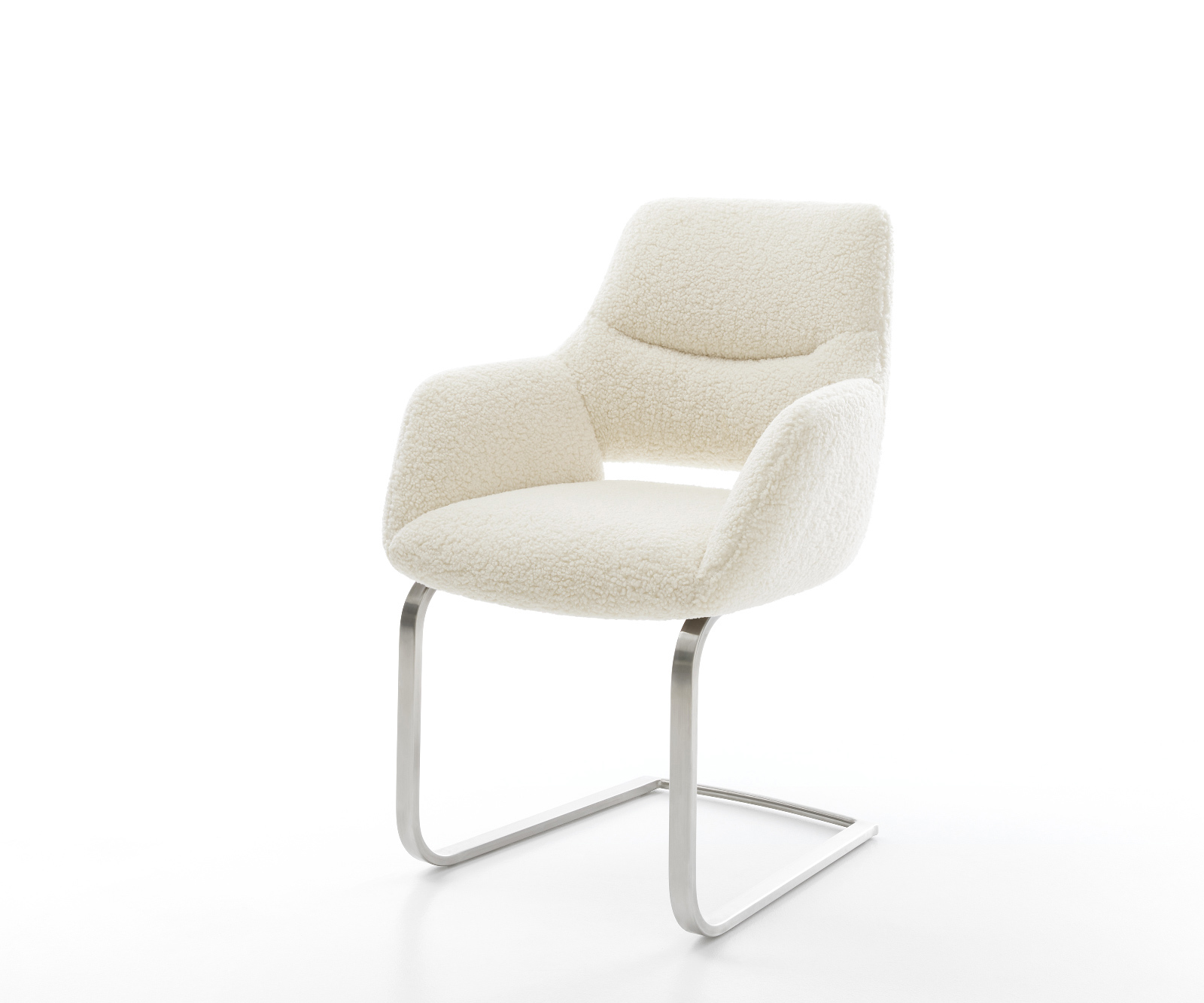 Étkezőszék Yago-Flex kárpitozott karfás mikroszálas bézs konzolos lapos rozsdamentes acél zsákrugós