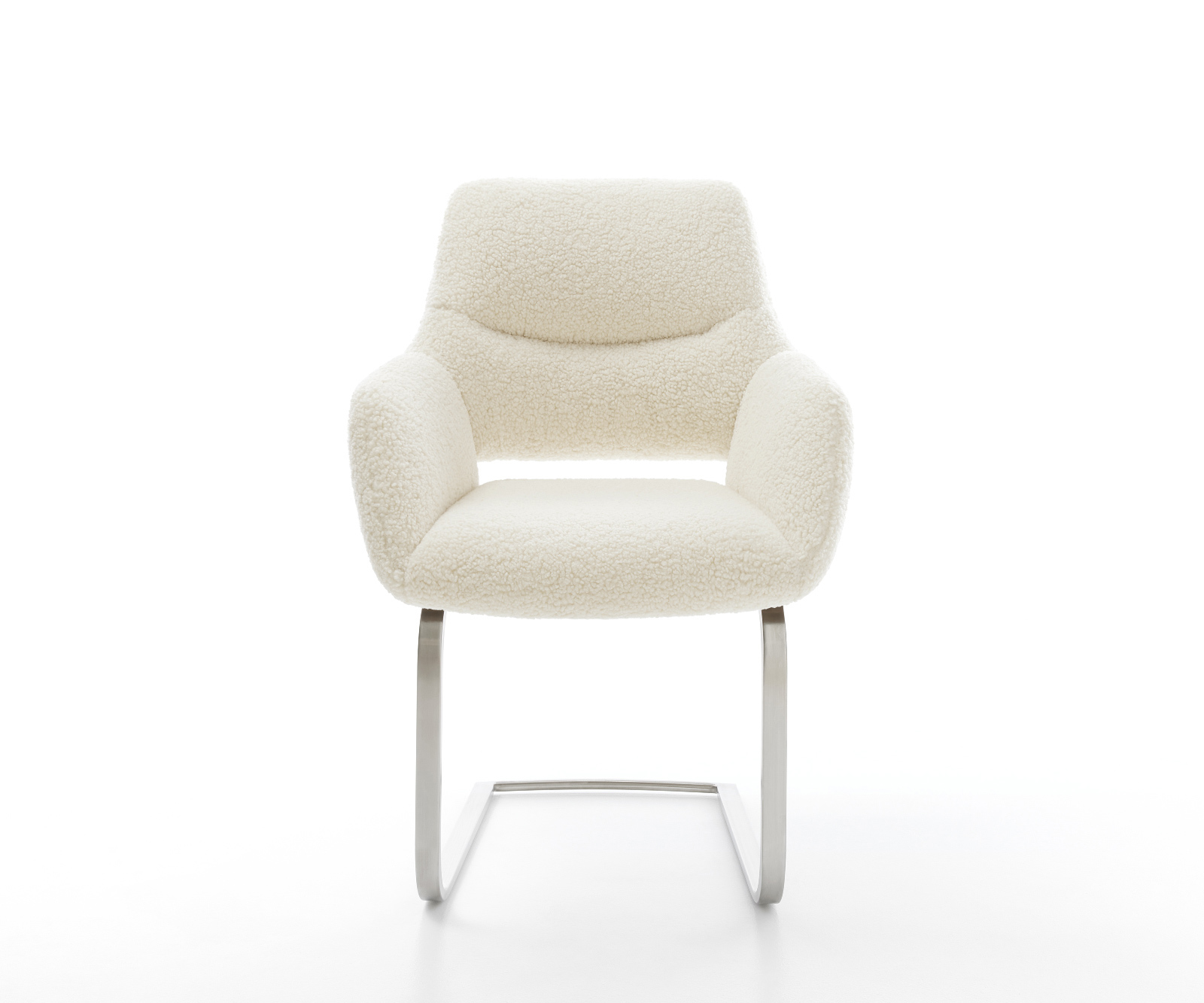 Étkezőszék Yago-Flex kárpitozott karfás mikroszálas bézs konzolos lapos rozsdamentes acél zsákrugós - Image 2