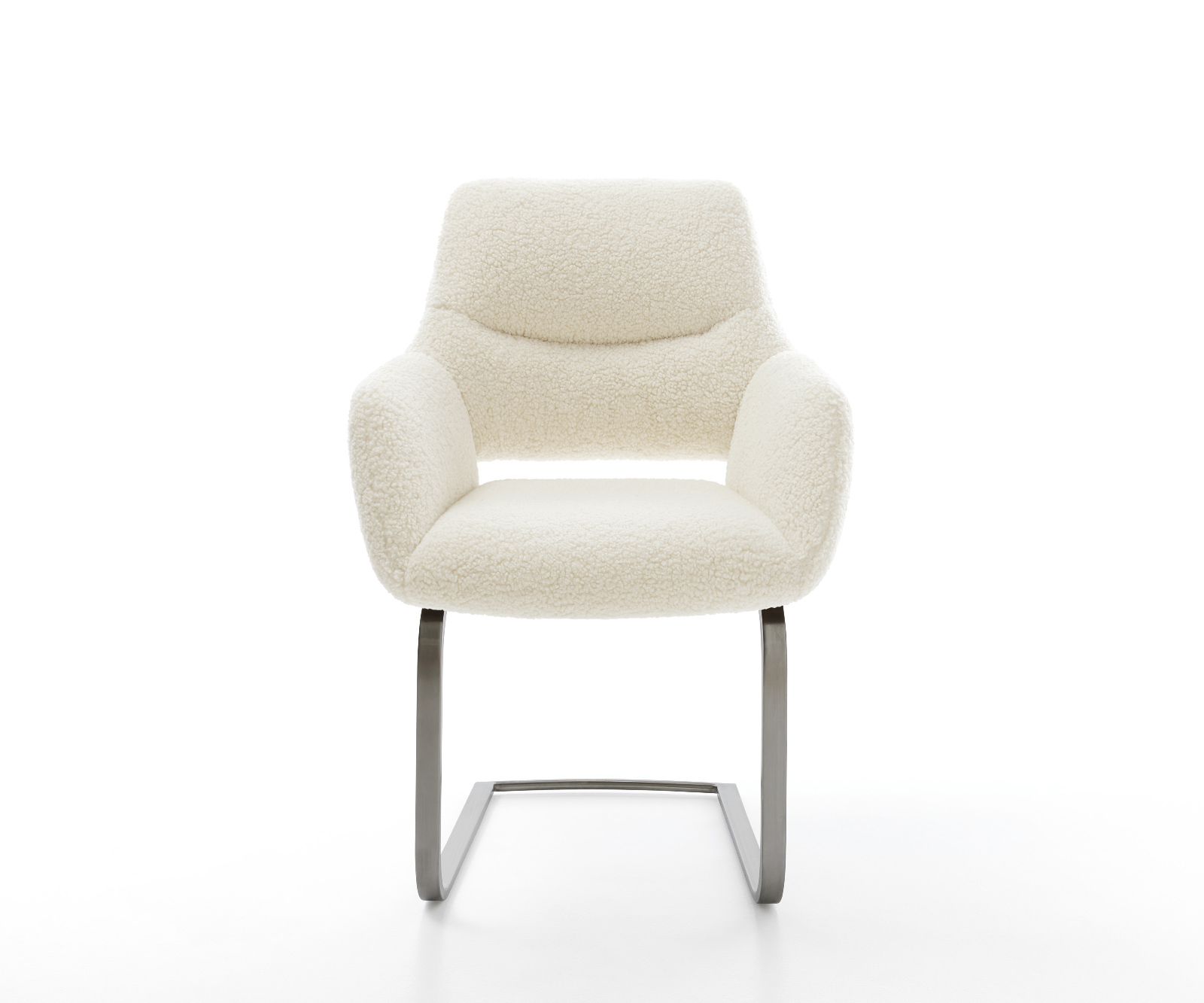 Étkezőszék Yago-Flex kárpitozott karfás teddyszövet bézs konzolos lapos antracit zsákrugós - Image 2